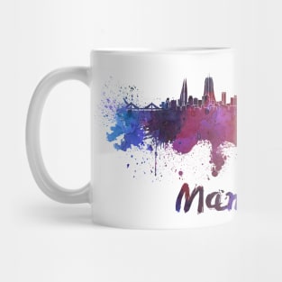 Manama skyline in watercolor Mug